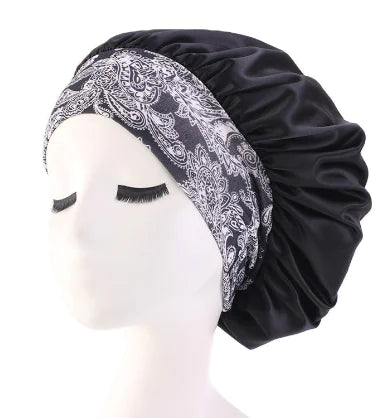 Ethnic Style Wide Headband Sleep Cap for Beauty Care