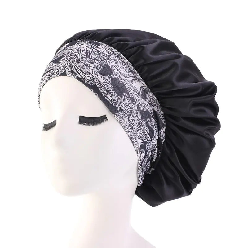 Ethnic Style Wide Headband Sleep Cap for Beauty Care